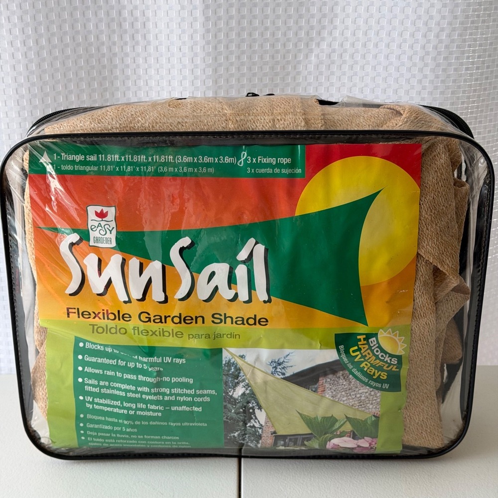 Easy Gardner Sun Sail Shade TriangleFlexible Garden Shading Canopy Sand Beige